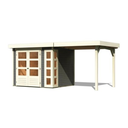 272632 dreveny domek karibu kerko 3 pristavek 240 cm 82933 terragrau lg2953