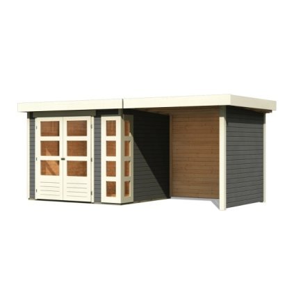 272644 dreveny domek karibu kerko 3 pristavek 240 cm vcetne zadni a bocni steny 82935 terragrau lg2957