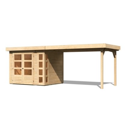 272647 dreveny domek karibu kerko 3 pristavek 280 cm 82936 natur lg2958