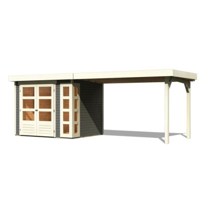 272650 dreveny domek karibu kerko 3 pristavek 280 cm 82937 terragrau lg2959