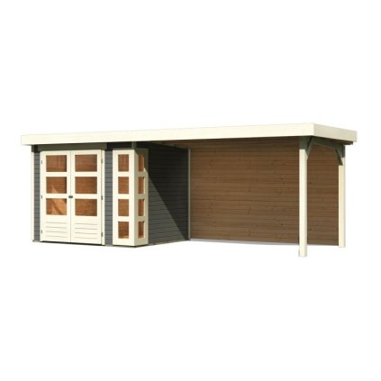 272656 dreveny domek karibu kerko 3 pristavek 280 cm vcetne zadni steny 9188 terragrau lg2961