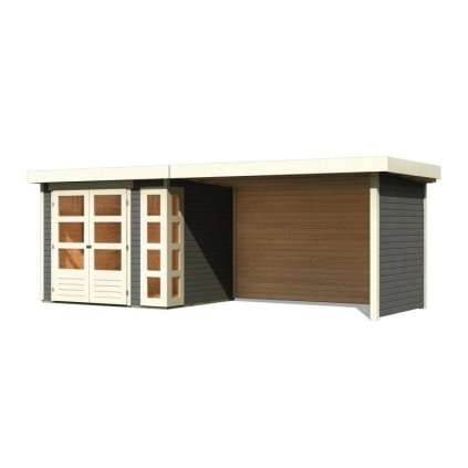 272662 dreveny domek karibu kerko 3 pristavek 280 cm vcetne zadni a bocni steny 82939 terragrau lg2963