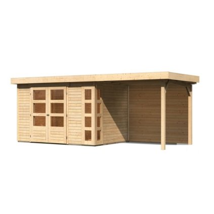 272683 dreveny domek karibu kerko 4 pristavek 240 cm vcetne zadni steny 9189 natur lg2970