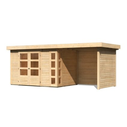 272692 dreveny domek karibu kerko 4 pristavek 240 cm vcetne zadni a bocni steny 82942 natur lg2973