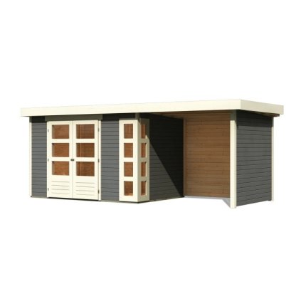 272695 dreveny domek karibu kerko 4 pristavek 240 cm vcetne zadni a bocni steny 82943 terragrau lg2974