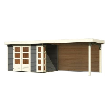 272707 dreveny domek karibu kerko 4 pristavek 280 cm vcetne zadni steny 9192 terragrau lg2978