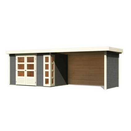 272713 dreveny domek karibu kerko 4 pristavek 280 cm vcetne zadni a bocni steny 82947 terragrau lg2980