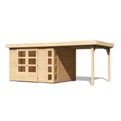 272722 dreveny domek karibu kerko 5 pristavek 240 cm 9193 natur lg2983