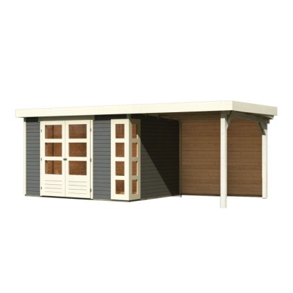 272731 dreveny domek karibu kerko 5 pristavek 240 cm vcetne zadni steny 9196 terragrau lg2986