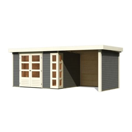 272737 dreveny domek karibu kerko 5 pristavek 240 cm vcetne zadni a bocni steny 9198 terragrau lg2988