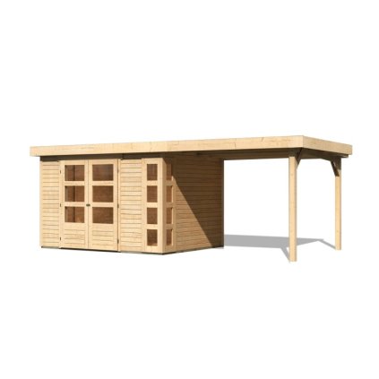 272740 dreveny domek karibu kerko 5 pristavek 280 cm 9199 natur lg2989