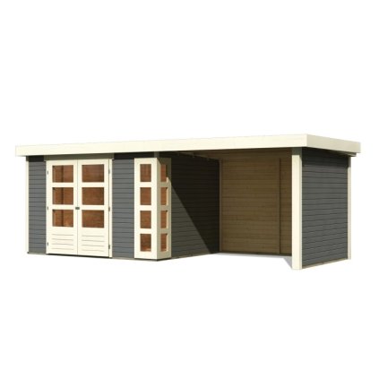 272752 dreveny domek karibu kerko 5 pristavek 280 cm vcetne zadni a bocni steny 9209 terragrau lg2994