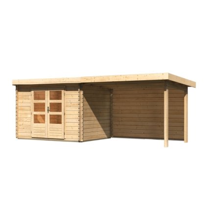 272794 dreveny domek karibu bastrup 3 pristavek 300 cm vcetne zadni steny 9303 natur lg3009