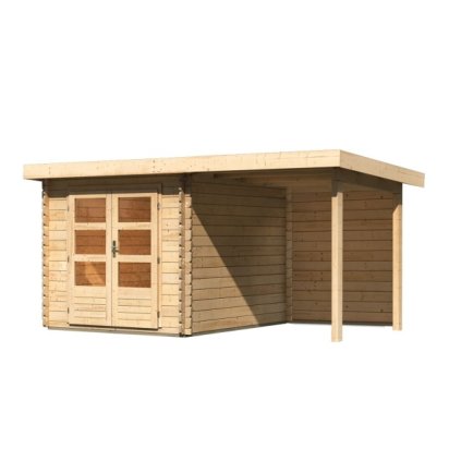 272806 dreveny domek karibu bastrup 4 pristavek 200 cm vcetne zadni steny 9304 natur lg3013