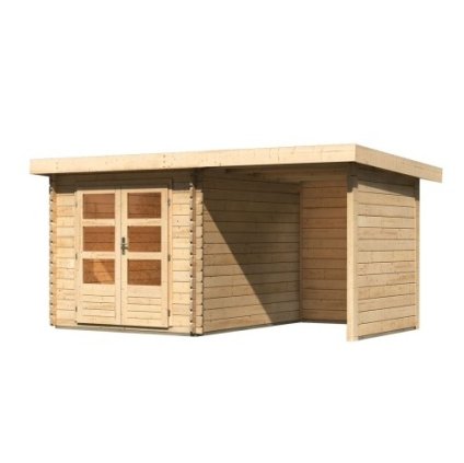 272809 dreveny domek karibu bastrup 4 pristavek 200 cm vcetne zadni a bocni steny 77937 natur lg3014