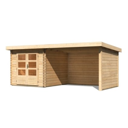 272812 dreveny domek karibu bastrup 4 pristavek 300 cm vcetne zadni a bocni steny 73327 natur lg3015