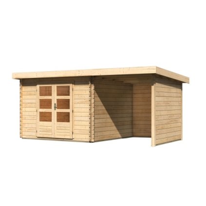 272824 dreveny domek karibu bastrup 5 pristavek 200 cm vcetne zadni a bocni steny 73994 natur lg3018