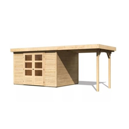 273340 dreveny domek karibu askola 5 pristavek 240 cm 73248 natur lg3194