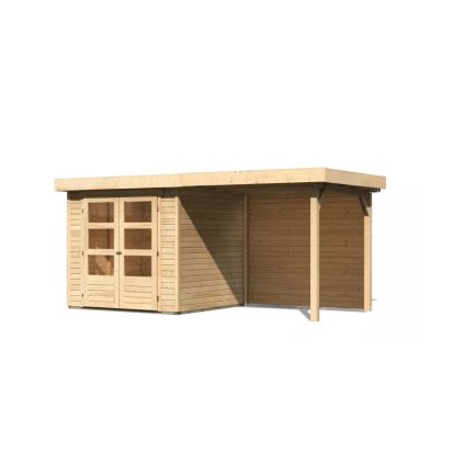 273364 dreveny domek karibu askola 2 pristavek 240 cm vcetne zadni steny 9164 natur lg3210