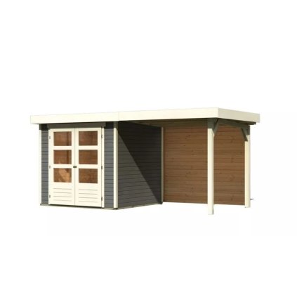 273409 dreveny domek karibu askola 2 pristavek 240 cm vcetne zadni steny 9165 terragrau lg3211