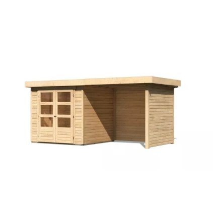 273418 dreveny domek karibu askola 2 pristavek 240 cm vcetne zadni a bocni steny 77722 natur lg3213