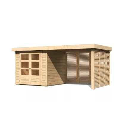 273427 dreveny domek karibu askola 2 pristavek 280 cm vcetne zadni a bocni steny 9169 natur lg3225