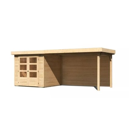 273442 dreveny domek karibu askola 2 pristavek 280 cm vcetne zadni steny 9167 natur lg3218