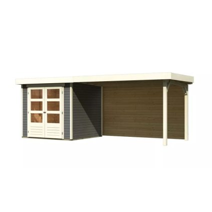 273445 dreveny domek karibu askola 2 pristavek 280 cm vcetne zadni steny 9168 terragrau lg3219