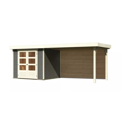 273490 dreveny domek karibu askola 3 pristavek 280 cm vcetne zadni steny 9174 terragrau lg3238