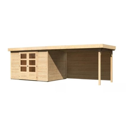 273598 dreveny domek karibu askola 5 pristavek 280 cm vcetne zadni steny 9160 natur lg3280