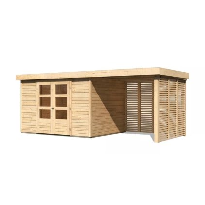 273601 dreveny domek karibu askola 5 pristavek 240 cm vcetne zadni a bocni steny 9158 natur lg3279