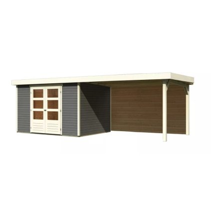 273604 dreveny domek karibu askola 5 pristavek 280 cm vcetne zadni steny 9161 terragrau lg3281