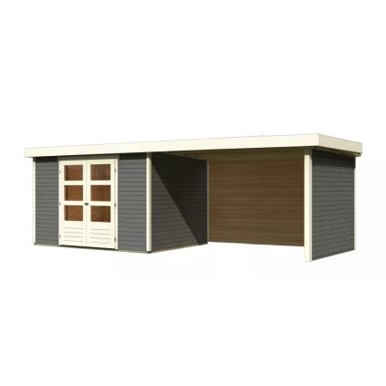273610 dreveny domek karibu askola 5 pristavek 280 cm vcetne zadni a bocni steny 9162 terragrau lg3283