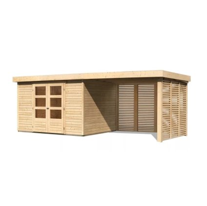273619 dreveny domek karibu askola 5 pristavek 280 cm vcetne zadni a bocni steny 9163 natur lg3284