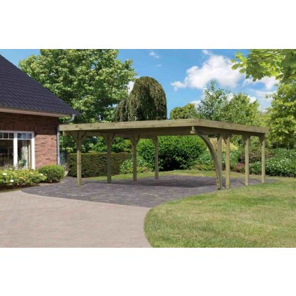 Carport KARIBU CLASSIC 2B 61976 ocelové střešní plechy LG3364