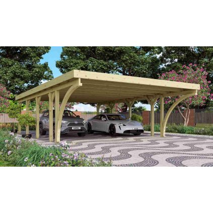 273877 carport karibu classic 3c 61980 ocelove stresni plechy lg3368