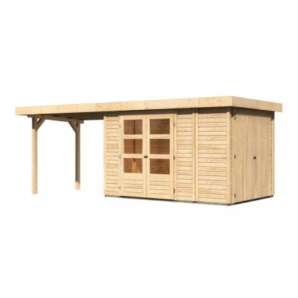 273898 dreveny domek karibu retola 3 pristavek 280 cm 82958 natur lg3375