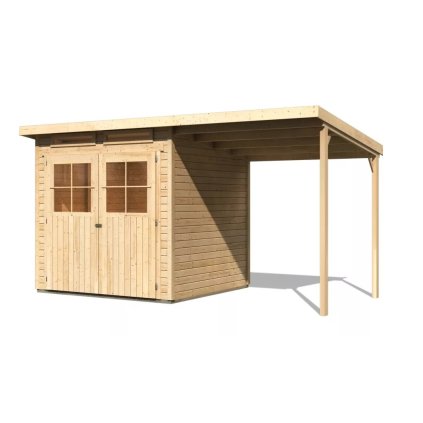 274231 dreveny domek karibu glucksburg 3 pristavek 190 cm 83231 natur lg3493