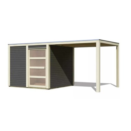 274306 dreveny domek karibu qubic 1 pristavek 240 cm 79848 terragrau lg3523