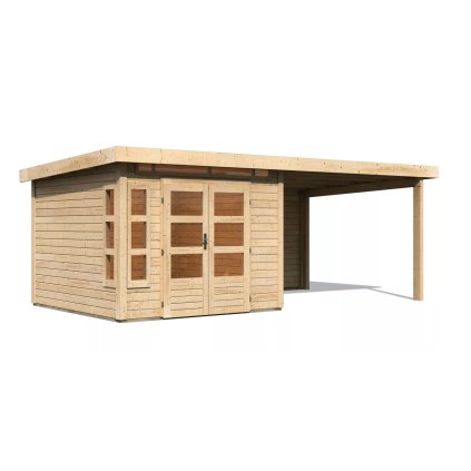 274462 dreveny domek karibu kastorf 6 pristavek 320 cm vcetne zadni steny 31544 natur lg3577