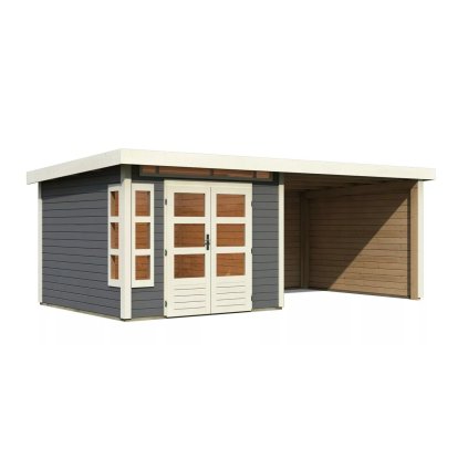 274471 dreveny domek karibu kastorf 6 pristavek 320 cm vcetne zadni a bocni steny 31549 terragrau lg3580