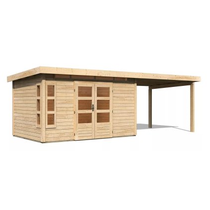 274474 dreveny domek karibu kastorf 7 pristavek 320 cm 31556 natur lg3583