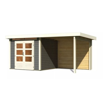 274540 dreveny domek karibu kandern 3 pristavek 235 cm vcetne zadni steny 23613 terragrau lg3611