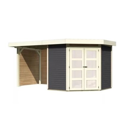 275299 dreveny domek karibu goldendorf 3 pristavek 240 cm vcetne zadni a bocni steny 78245 terragrau lg3881