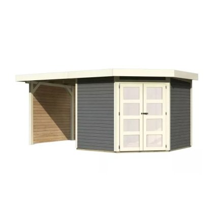 275317 dreveny domek karibu goldendorf 5 pristavek 240 cm vcetne zadni a bocni steny 78253 terragrau lg3887