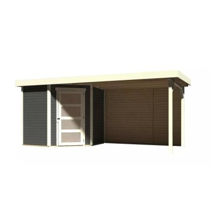 275359 dreveny domek karibu schwandorf 3 pristavek 280 cm vcetne zadni steny 9213 terragrau lg3900