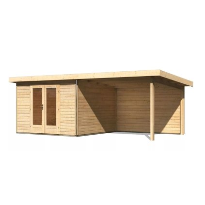 275398 dreveny domek karibu radeburg 1 pristavek 330 cm vcetne zadni steny 31472 natur lg3925