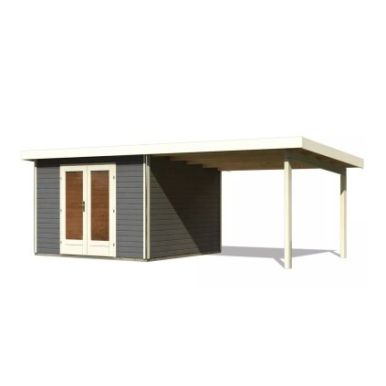 275425 dreveny domek karibu radeburg 1 pristavek 330 cm 31465 terragrau lg3924