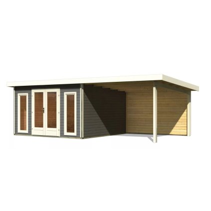 275479 dreveny domek karibu radeburg 3 pristavek 330 cm vcetne zadni steny 31489 terragrau lg3947