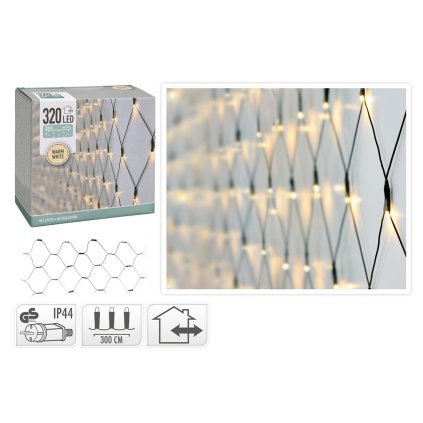 Osvětlení vánoční 1,5x3m 320LED teplá BÍ, SÍŤ